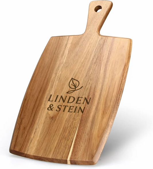 Akazienholz Schneidebrett mit Gravur – Cheese- & Charcuterie Board, 43 x 25 cm, personalisierbar, geölt & nachhaltig