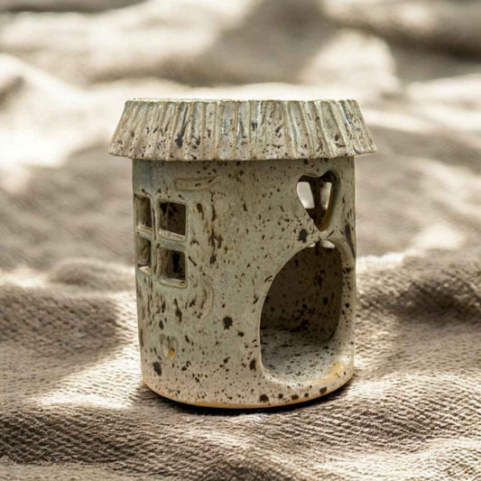 Dufthäuschen / Duftlampe für Teelichter - gesprenkelt erdige Töne | Handgefertigte Keramikkunst aus Wien