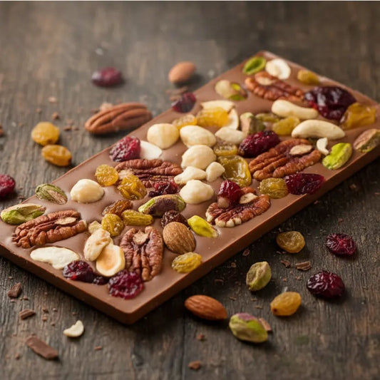 Schokoriegel Luxury Nuts & Cranberries – handgemachte Milchschokolade mit Nüssen & Preiselbeeren, 100 g, Love In A Box Chocolatier