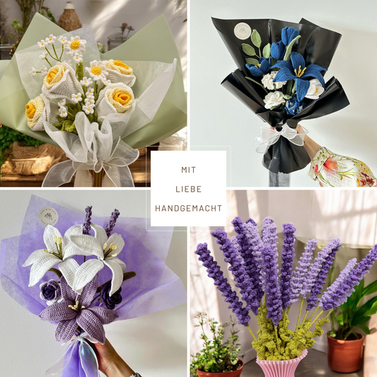 Rose Rosa, handgehäkelt | Zeitlose Blüte für Dein Zuhause