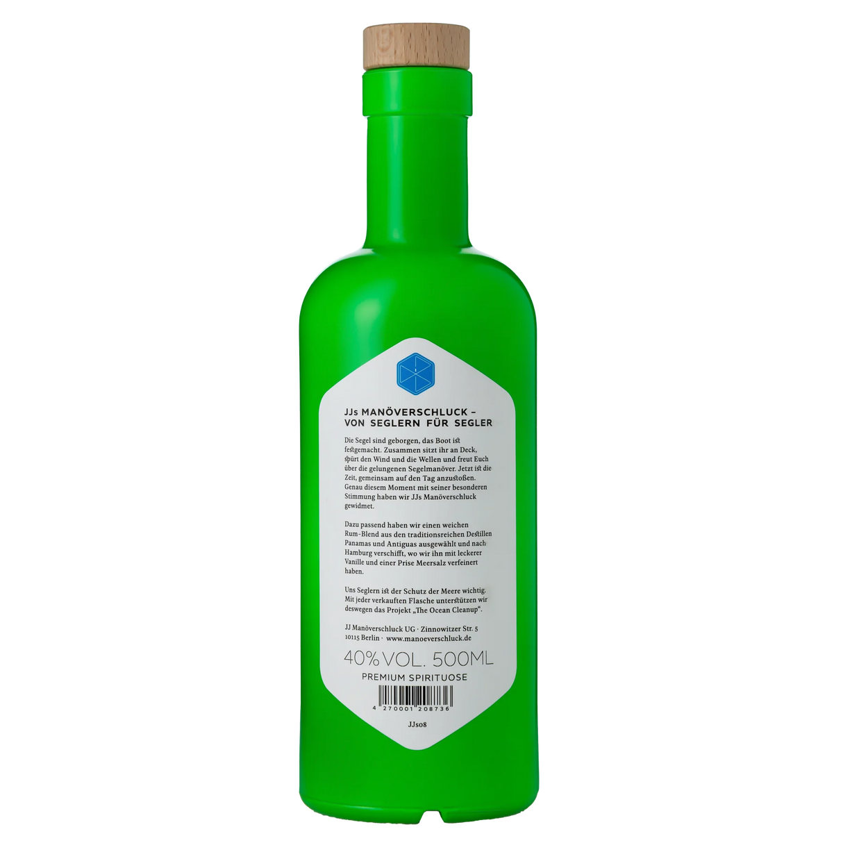 JJs Manöverschluck Panama & Antigua – Premium-Rumspirituose mit Vanille, Haselnuss & Meersalz, 500 ml Flasche im Seefahrer-Design bei Dreizack Wien