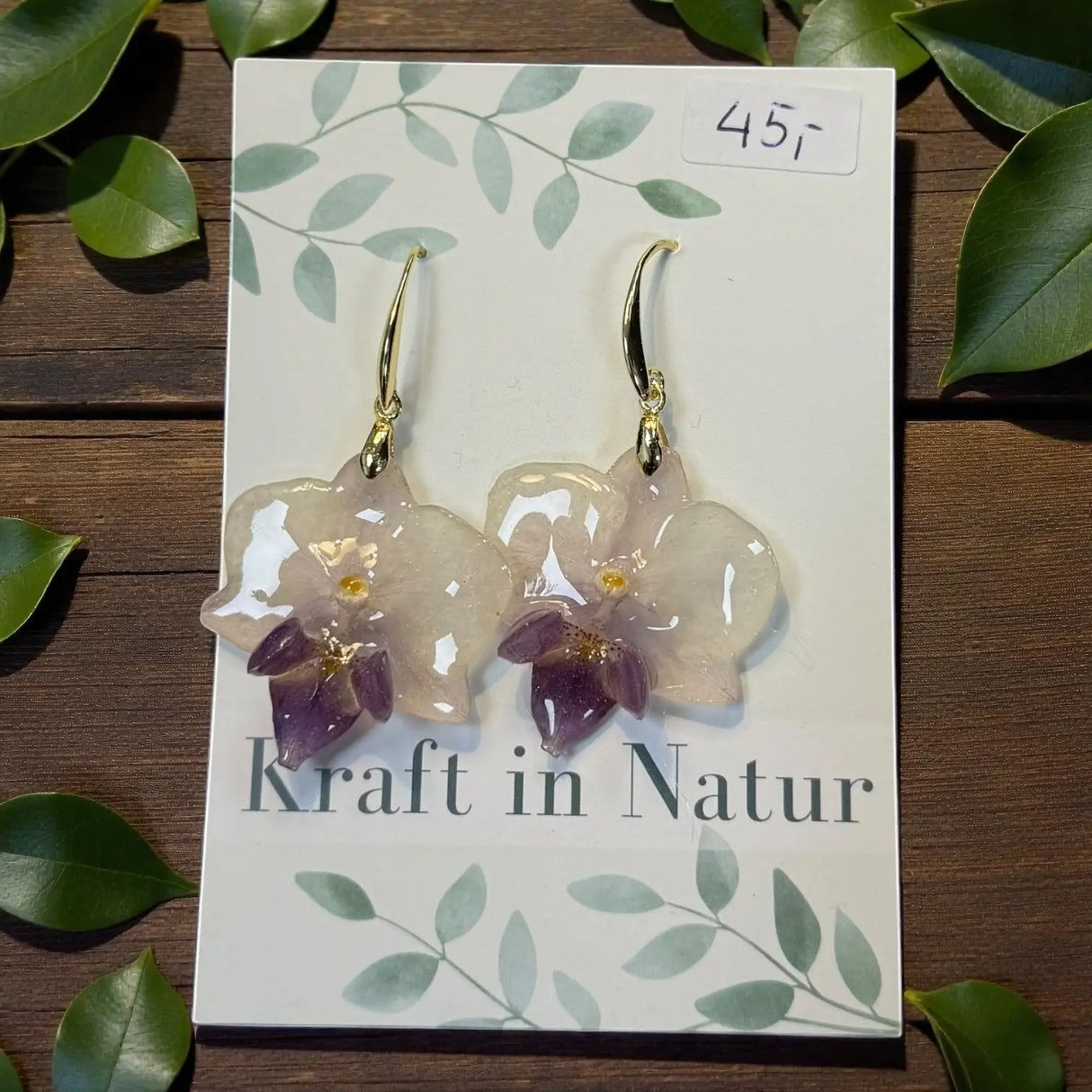 Orchideen Ohrringe, Blumenschmuck Wien, Kraft in Natur Schmuck