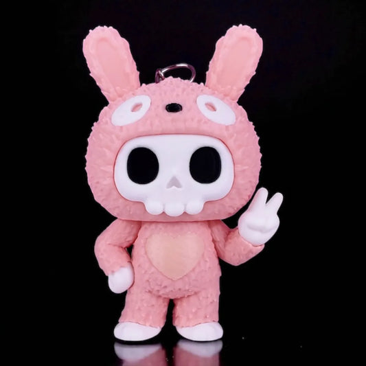 Bunny Bones Skullies Hase – Totenkopf Schlüsselanhänger & Dekofigur, handmade aus Wien, in Wunschfarbe