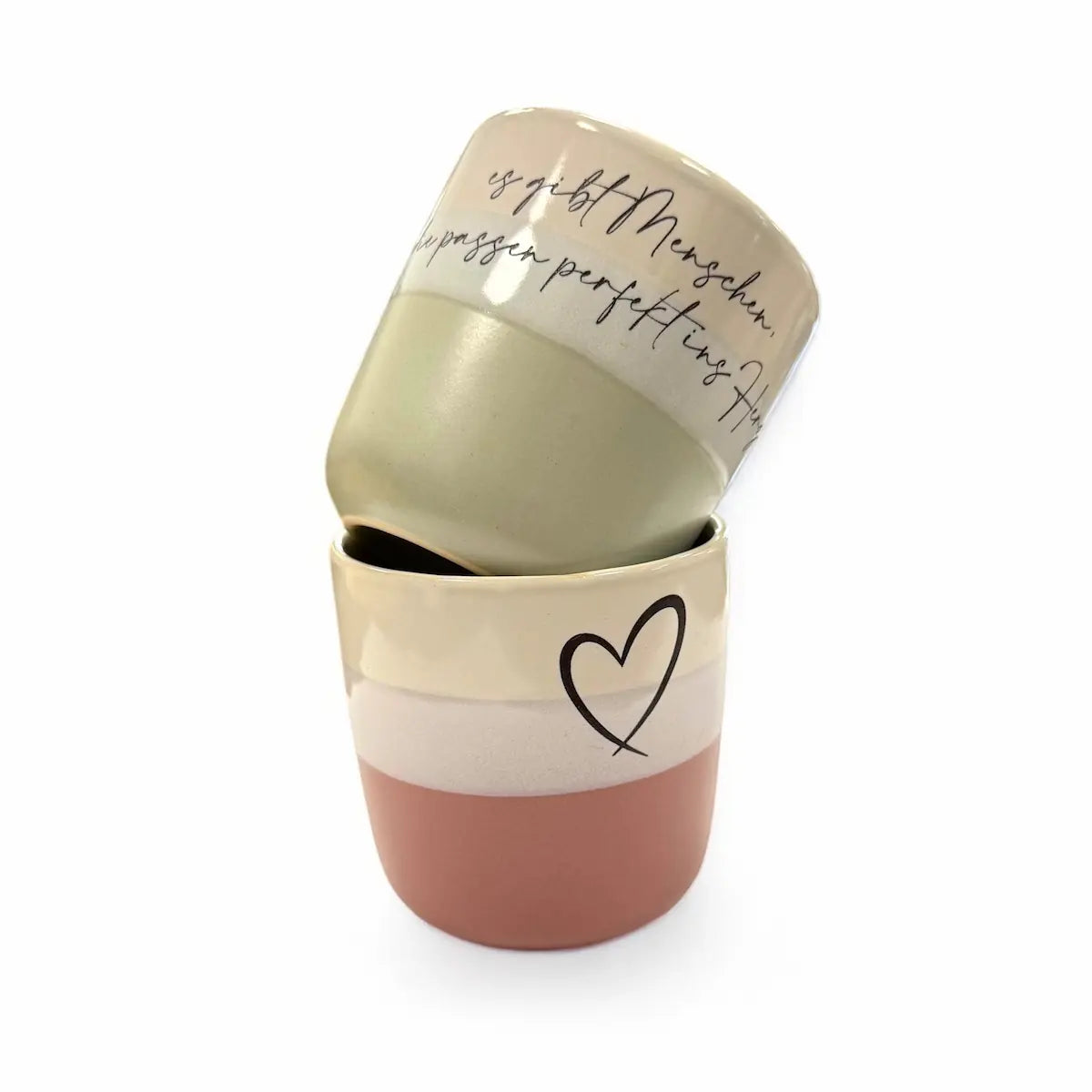 Bunter Becher von Sabrinart Design – Steinzeug mit personalisierter Lasergravur, 20cl, handmade aus dem Weinviertel