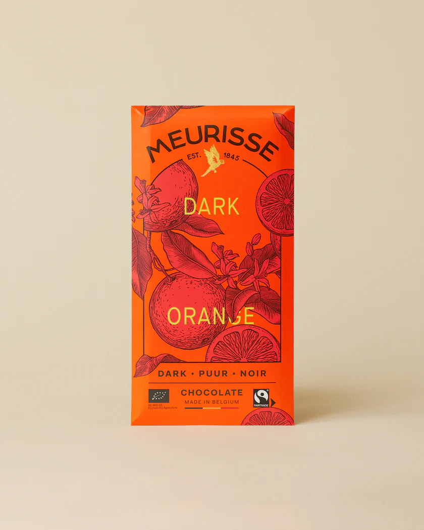 Meurisse Bio-Zartbitterschokolade 73 % mit Orange – belgische Premium-Schokolade, vegan & Fairtrade