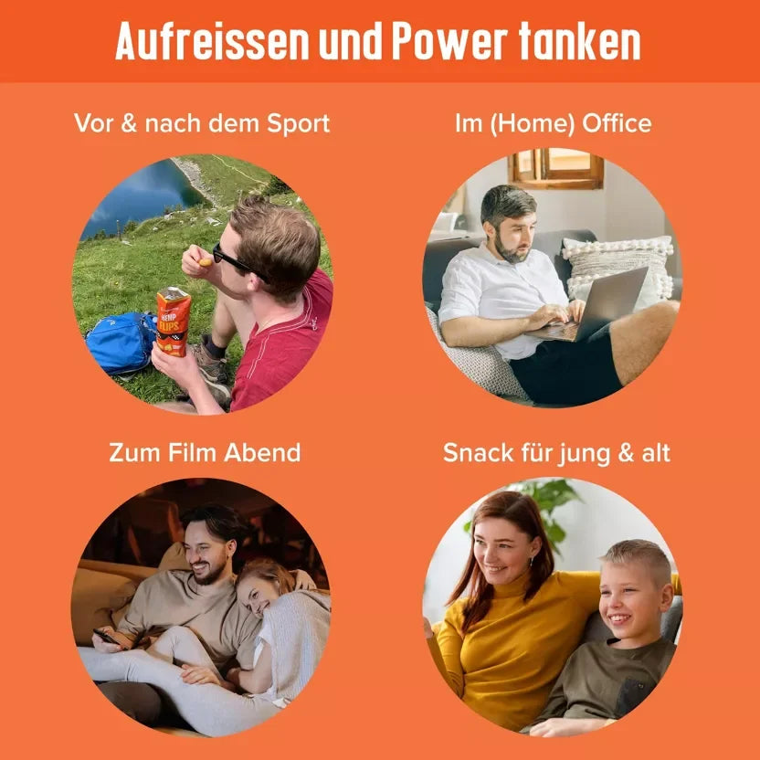 HEMPIONS Bio Hemp Flips Cheazy in einer bunten Packung, knuspriger Hanfsnack mit Kässegeschmack.