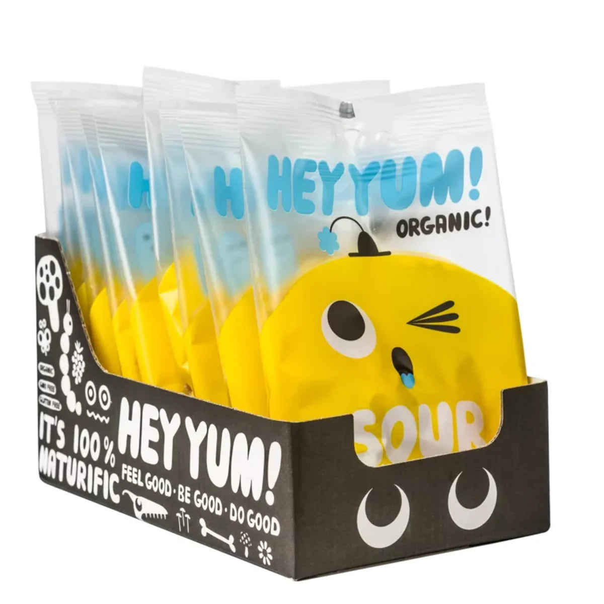 HEY YUM! Sour Flower Fruchtgummis, bunte saure Bio-Blumen- und Kaninchenformen mit Zucker bestreut