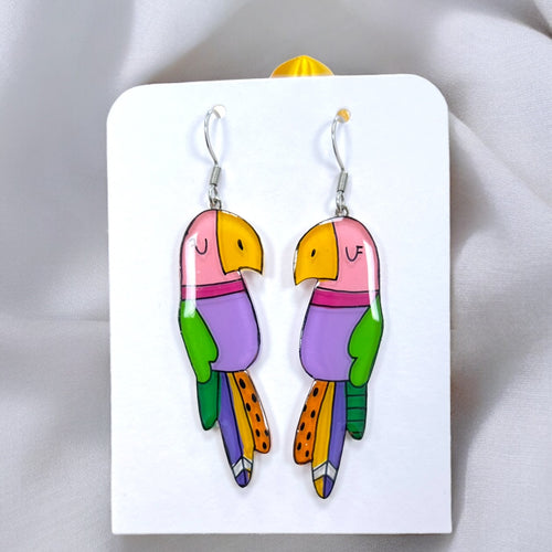 Papagei Ohrringe | Handbemalter Acrylglas Schmuck