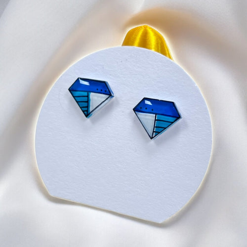 Diamant Ohrstecker | Handbemalter Acrylglas Schmuck
