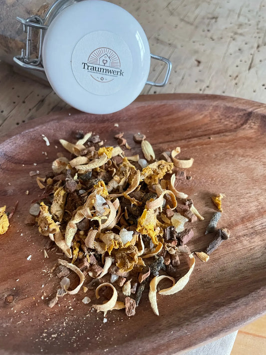 Räuchermischung „Leuchten deiner Seele“ von Traumwerk – mit Königskerze, Orangenblüten, Zimt & Weihrauch, wohltuend & wärmend