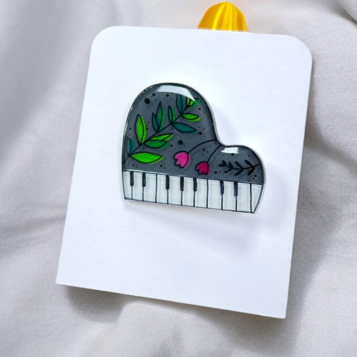 Piano Brosche | Handbemalter Acrylglas Schmuck