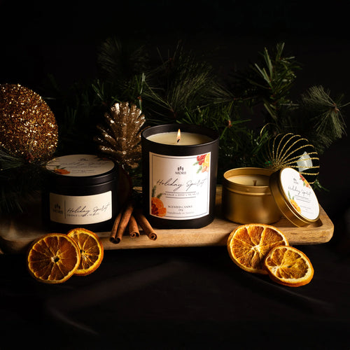 Holiday Spirit Duftkerze – handgemacht aus Raps- & Kokoswachs, Duft Orange × Zimt × Muskat, nachhaltige Winterkerze von Morii, hergestellt in Österreich