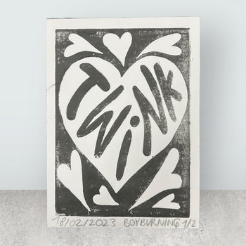 Original A4 Linoldruck von BoyBurning | Kunst in Zeichen der Toleranz LGTBQ Prints BoyBurning oesterreich handgemachte geschenke in wien