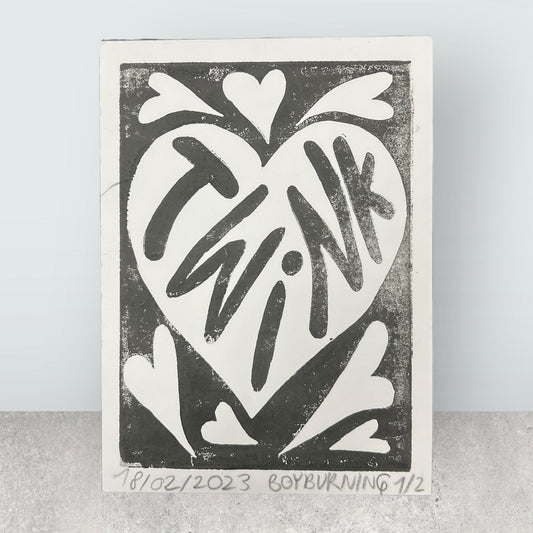 Original A4 Linoldruck von BoyBurning | Kunst in Zeichen der Toleranz LGTBQ Prints BoyBurning oesterreich handgemachte geschenke in wien