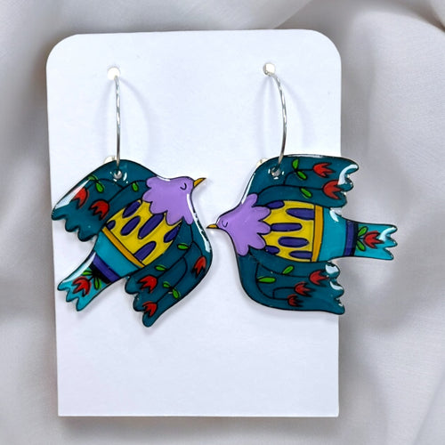 Vögel Ohrringe | Handbemalter Acrylglas Schmuck