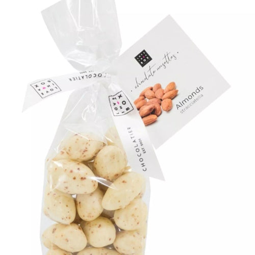 Schoko-Mandeln Stracciatella – geröstete Mandeln mit weißer & dunkler Schokolade, 150 g, handgemacht von Love In A Box Chocolatier