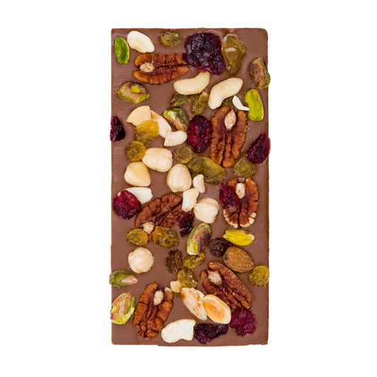 Schokoriegel Luxury Nuts & Cranberries – handgemachte Milchschokolade mit Nüssen & Preiselbeeren, 100 g, Love In A Box Chocolatier