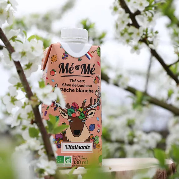 Mé-Mé Vitalisante Bio-Eistee | Matcha-Grüntee mit weißem Pfirsich & Birkensaft – 330 ml nachhaltige Verpackung Frankreich