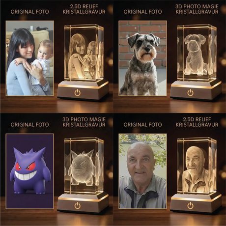 3D Kristallglas mit Foto-Gravur – Dein Moment verewigt in Glas | Handgefertigt Wien