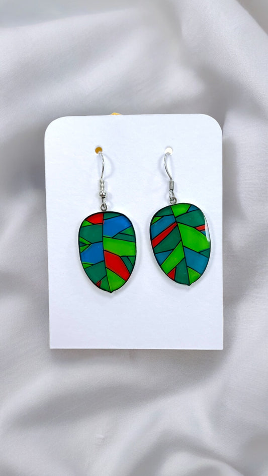 Blatt Ohrringe | Handbemalter Acrylglas Schmuck