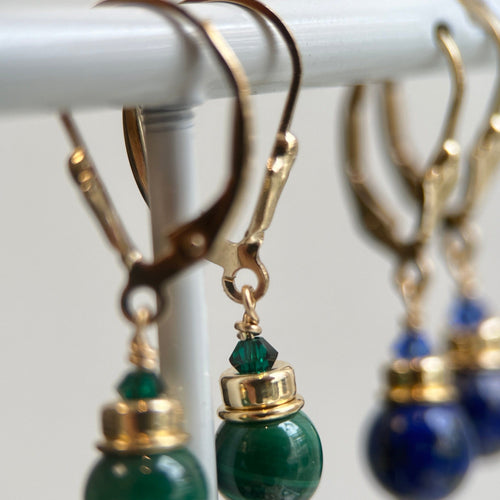 Brisuren Ohrringe Malachit | Edelsteine & 14K Solidvergoldung Schmuck Necklessary oesterreich handgemachte geschenke in wien