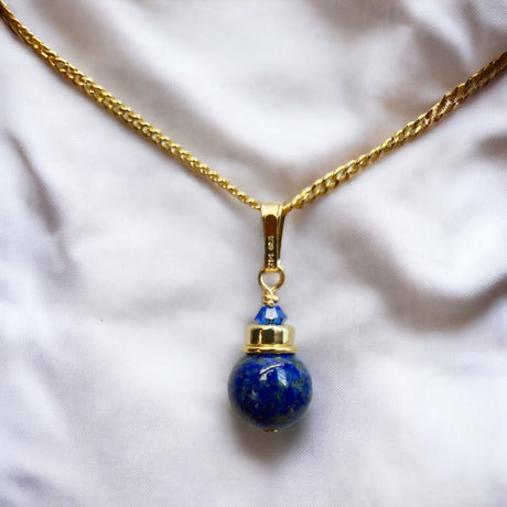Steinhalskette Lapis Lazuli | Edelsteine & 14K Solidvergoldung Schmuck Necklessary oesterreich handgemachte geschenke in wien
