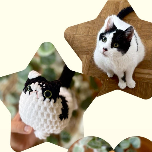 Personalisiertes Amigurumi Katzenplüschi handgefertigt nach Foto, Häkelkatze ca. 13–15 cm, einzigartiges Geschenk & Andenken von Loras Handicrafts Wien