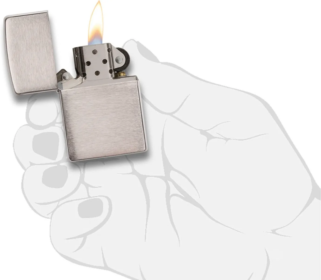 Zippo Sturmfeuerzeug mit Wunschgravur | Satin Silber inkl. Original Zippo Verpackung