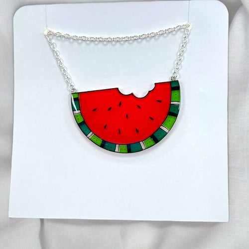 Melone Halskette | Handbemalter Acrylglas Schmuck