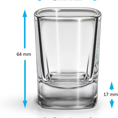 Quadratisches 4cl-Schnapsglas mit Gravur – klares EU-Qualitätsglas, spülmaschinenfest & personalisierbar für Gastronomie oder Events
