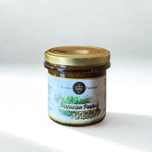 Pistazien Pesto – handgemachtes Pesto aus gerösteten Pistazien & Cashews, 130 g Glas, hergestellt im Burgenland von Kronenfeinkost