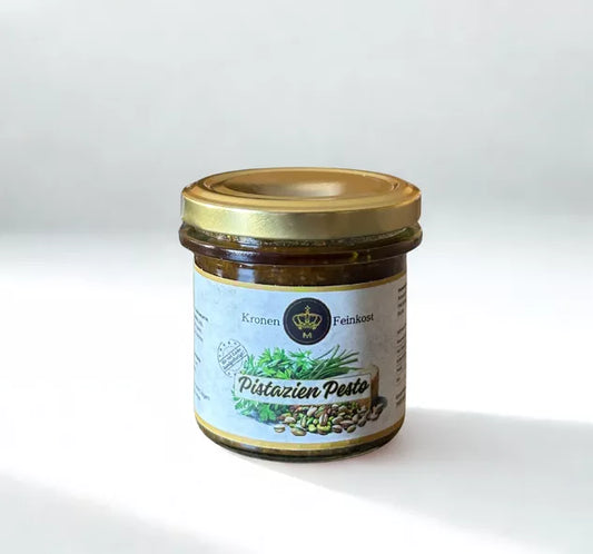 Pistazien Pesto – handgemachtes Pesto aus gerösteten Pistazien & Cashews, 130 g Glas, hergestellt im Burgenland von Kronenfeinkost