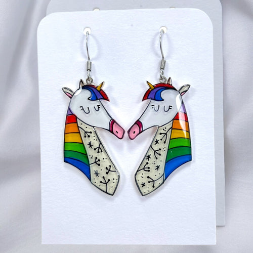 Einhorn Ohrringe | Handbemalter Acrylglas Schmuck