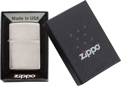 Zippo Sturmfeuerzeug mit Wunschgravur | Satin Silber inkl. Original Zippo Verpackung
