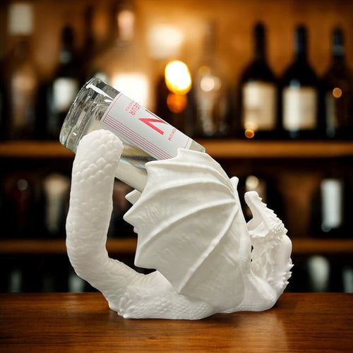 Flaschenhalter Drache – Majestätischer 3D-gedruckter Flaschenhalter aus nachhaltigem Kunststoff, perfekt für Wein, Gin, Whiskey und mehr. Ein außergewöhnlicher Hingucker für jede Bar.