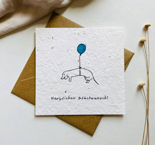 "Glückwunsch" Saatpapier Grußkarten | Schenken, einpflanzen, beim wachsen zusehen