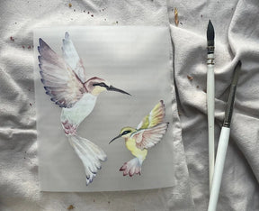 MiniDei Design Bügelbild-Set, wähle dein Lieblingstier (Huhnfamilie, Otter, Hasen, Kolibris, Wal, Elefanten u.a.), 9,5x10cm, hochwertige DTF-Bügelbilder, handgezeichnet, langlebig.