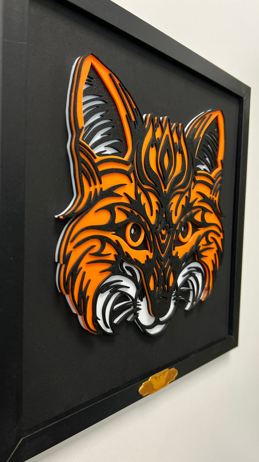 Fuchs im Holzrahmen | Layered Art & 3D-Druck