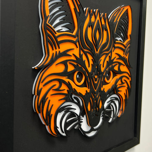 Fuchs im Holzrahmen | Layered Art & 3D-Druck