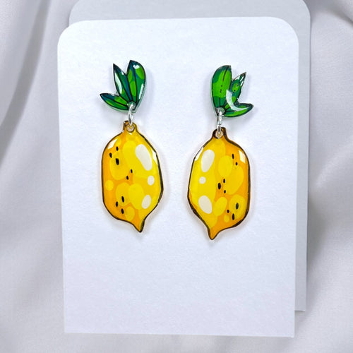 Zitronen Ohrringe | Handbemalter Acrylglas Schmuck