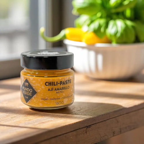 Aji Amarillo Chilipaste im Glas von Fundo Verde – vegan, peruanisch, 100 % Natur
