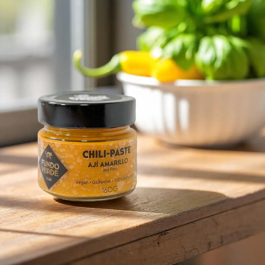 Aji Amarillo Chilipaste im Glas von Fundo Verde – vegan, peruanisch, 100 % Natur