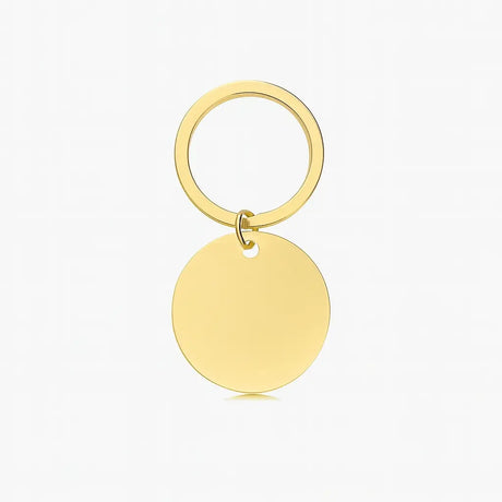 Runder Schlüsselanhänger mit Wunschgravur und Fotogravur aus Edelstahl, handgefertigt von Dreizack in Wien