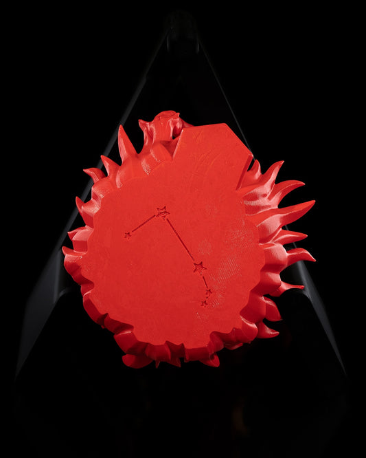 Aries-Figur (Widder) aus 3D-Druck, stilvoll und minimalistisch, mit Sternbild auf der Unterseite. Nachhaltig aus PLA (Maisstärke), in zwei Größen und Farbvarianten. Perfekt für Widder-Geborene (21. März – 19. April).