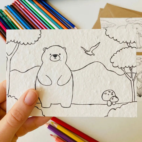 Einpflanzbare Ausmalkarten-Set mit Tiermotiven von Blühwerk – 4 kreative Karten zum Ausmalen und Einpflanzen, nachhaltiges Geschenk für Kinder