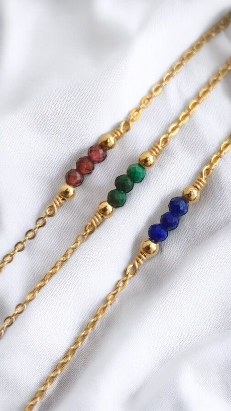 Feine Armkette Malachit | Edelsteine & 14K Solidvergoldung Schmuck Necklessary oesterreich handgemachte geschenke in wien