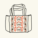„Fuck You - Maneki Neko“ Tote Bag aus 16-Unzen-Baumwolle, 32 x 33 x 16 cm, mit Magnetverschluss, Innentasche und langen sowie kurzen Tragegriffen. Freches Design mit rebellischem Humor. Tote Bag mit Katzendesign. Katze die Mittelfinger zeigt.