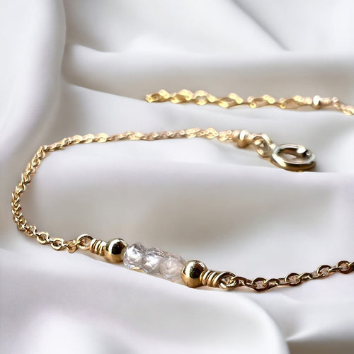 Feine Armkette Zirkon  | Edelsteine & 14K Solidvergoldung Schmuck Necklessary oesterreich handgemachte geschenke in wien