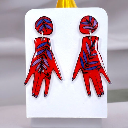 Magic Hands Ohrringe | Handbemalter Acrylglas Schmuck