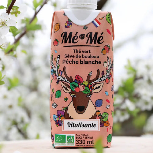 Mé-Mé Vitalisante Bio-Eistee | Matcha-Grüntee mit weißem Pfirsich & Birkensaft – 330 ml nachhaltige Verpackung Frankreich